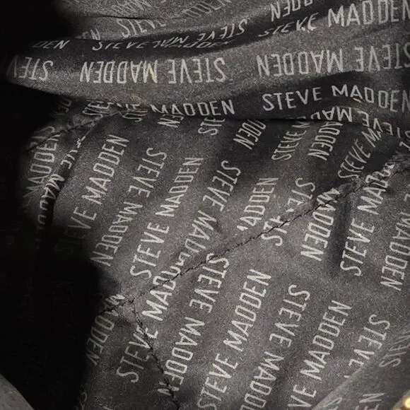 Steve Madden BCARRIE Crossbody Bag - Black Checkerboard Embossed Logo - Picture 9 of 12